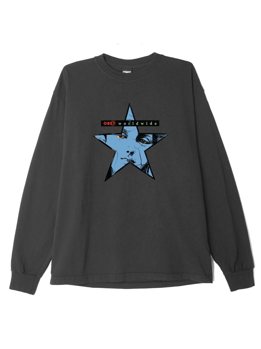 Obey Mens Stars Begin Falling T-Shirt Off Black 167103200.