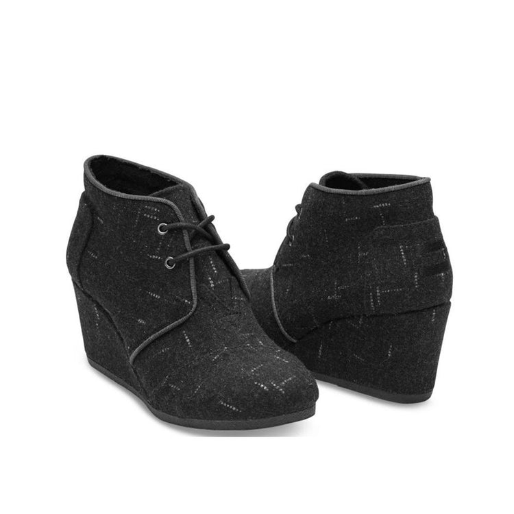 TOMS Womens Desert Wedges Black Dotted Wool 10008889.