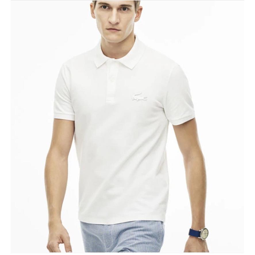 Lacoste Men's Slim fit Rubber Crocodile Stretch Pique Polo Shirt White PH5789-51.