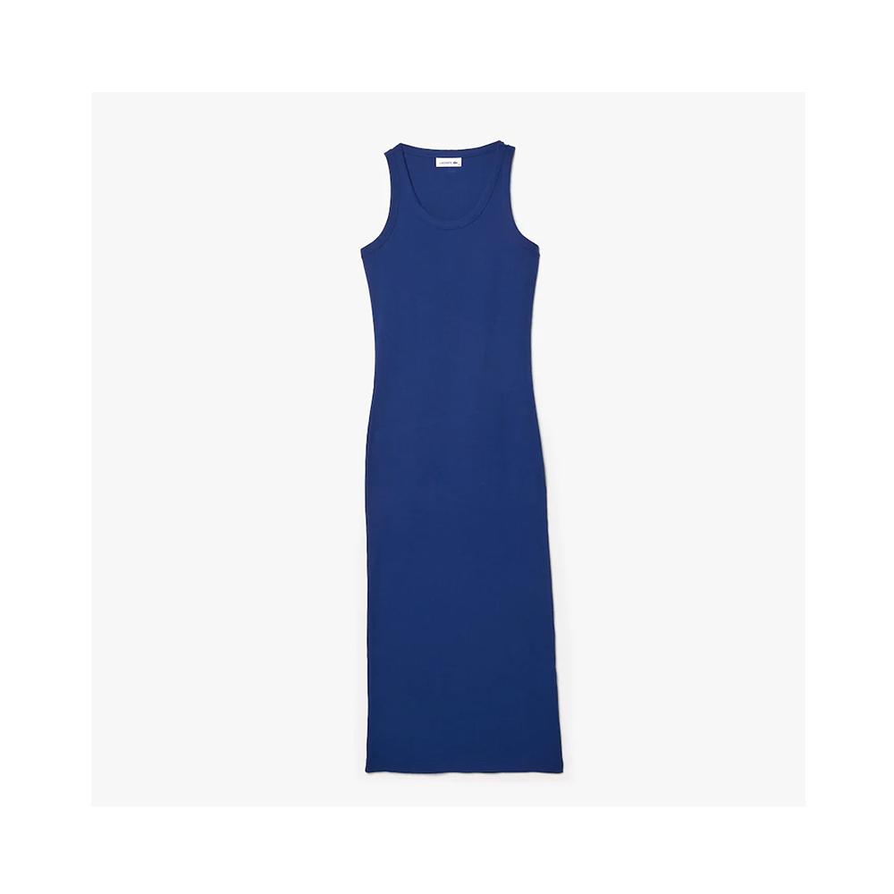 Lacoste Women's Long Ribbed Cotton Dress - 32 Lacoste Women's Long Ribbed Cotton Dress - 32