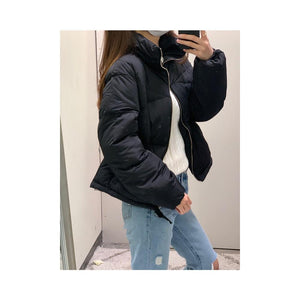 Jobber Oversized Boyfriend Zip Up Puffer Jacket Black J8066.