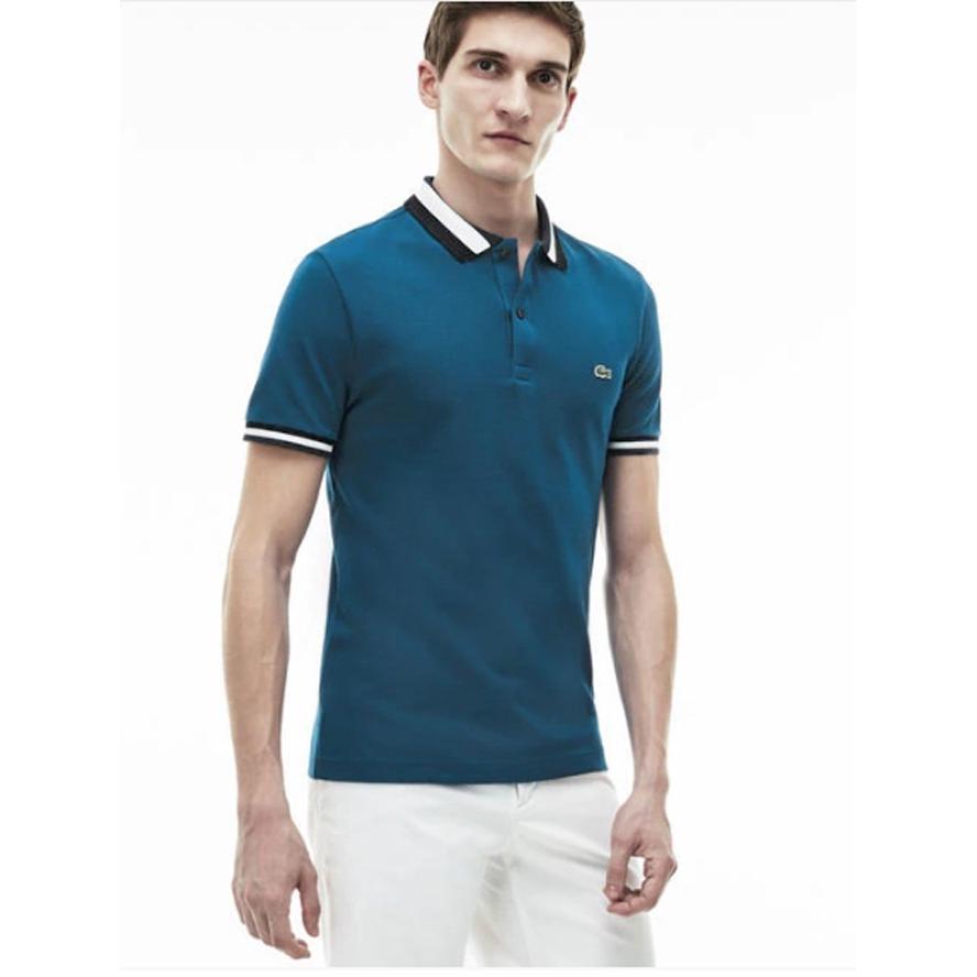 Lacoste Men's Matte Piping Petit Pique Slim Fit Polo Sapphire Blue/Deauville-B PH2011-51.
