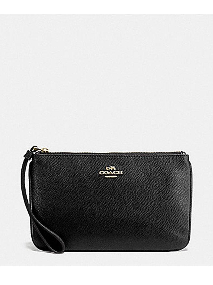 Coach Crossgrain Leather Large Wristlet Black F57465.