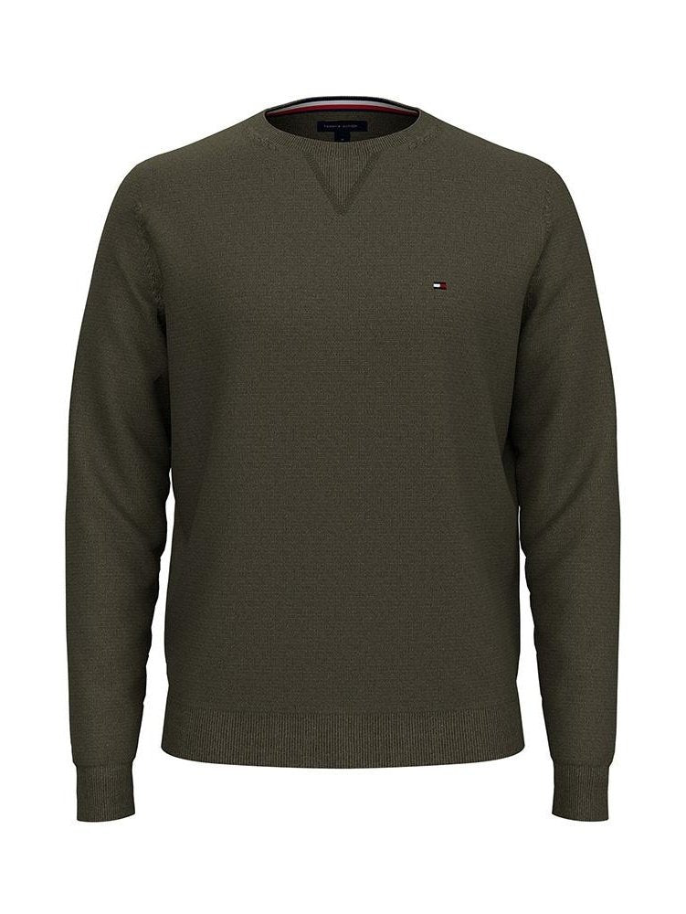 Tommy Hilfiger Men's Signature Solid Crew Neck Sweater Army Green 78J0478 701.