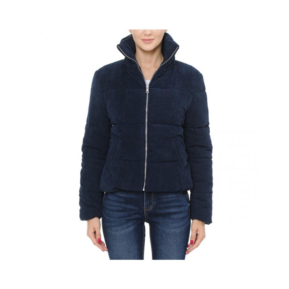 Jobber High Neck Quilted Corduroy Puffer Jacket Navy 71516.