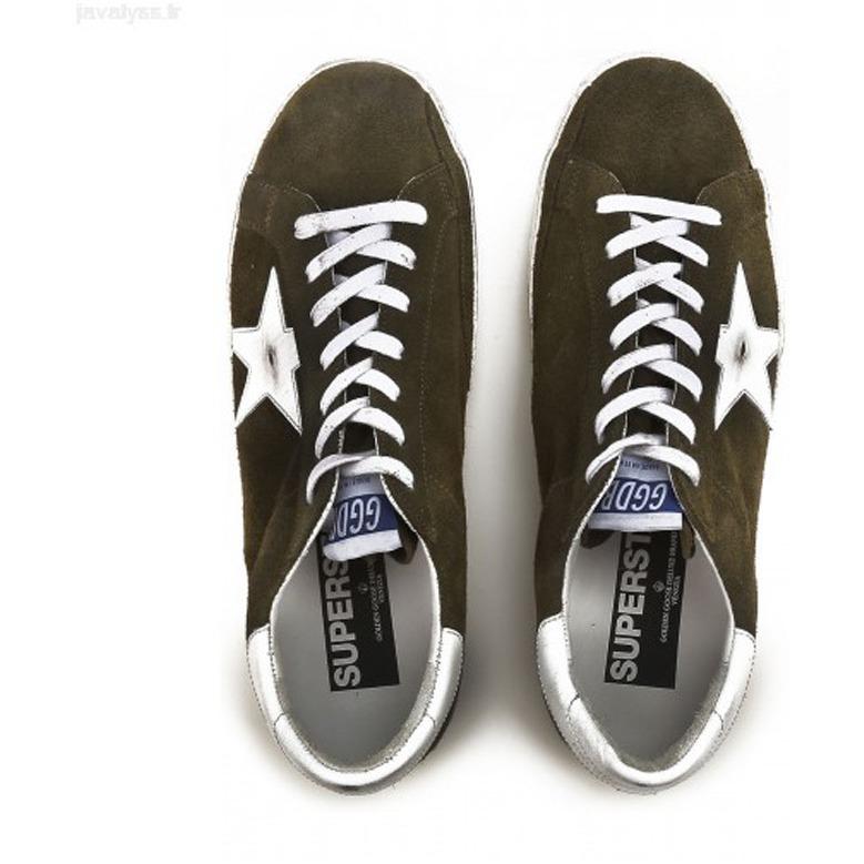 Golden Goose Superstar Sneakers Olive Green Suded/White G30MS590.B21.
