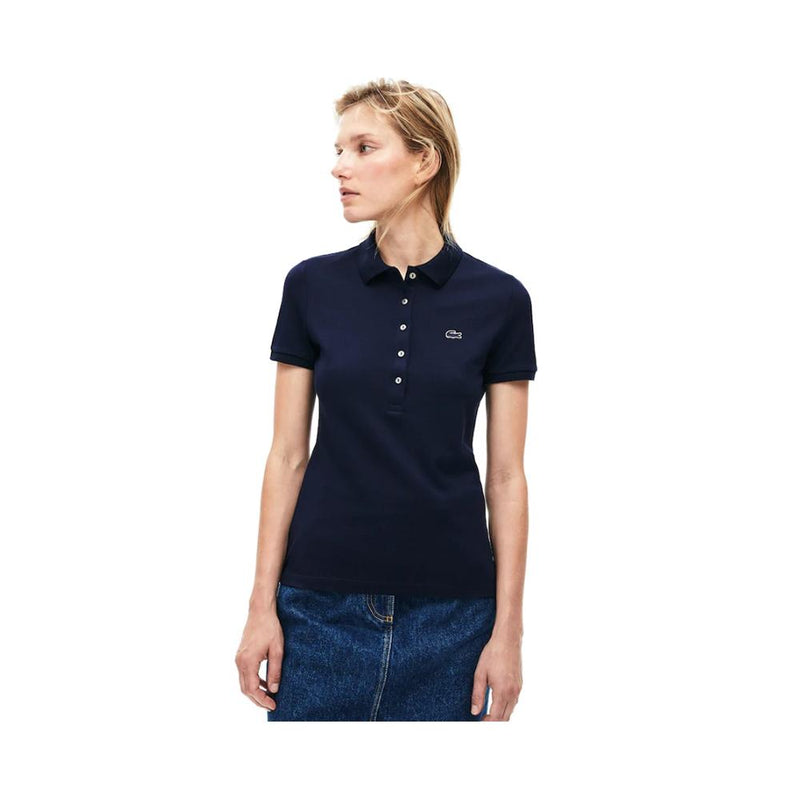 Lacoste Women's Slim Fit Stretch Mini Cotton Piqu?? Polo Shirt Navy Blue PF7845 51 166.