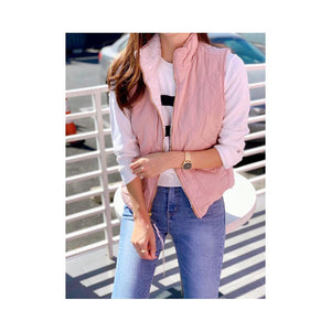Jobber Reversible Quilted Sleeveless Padding Vest Blush V5002.