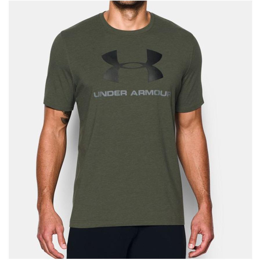 Under Armour Mens Sportstyle Logo T-Shirt Downtown Green Medium Heather/ Steel 1257615-331.