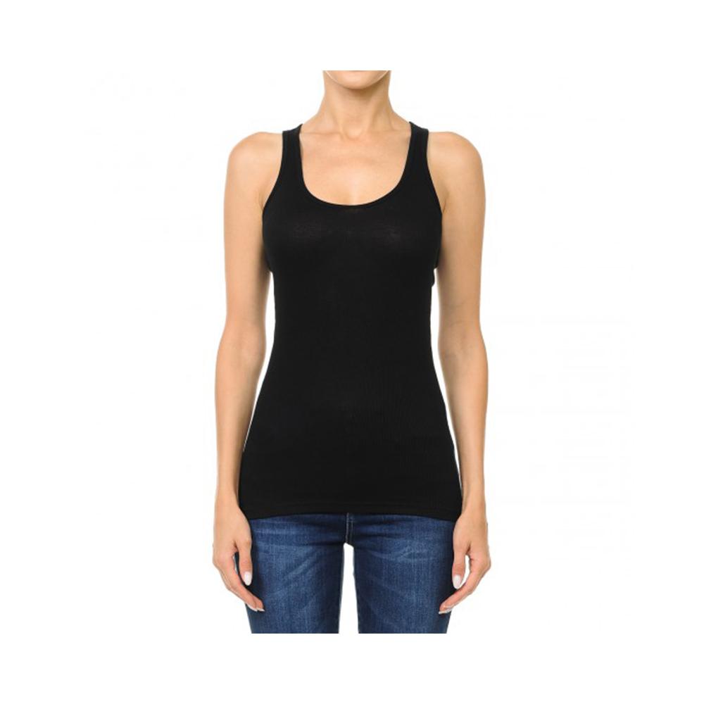 Jobber Ribbed Scoop Neck Racerback Tank Top Black 66000.