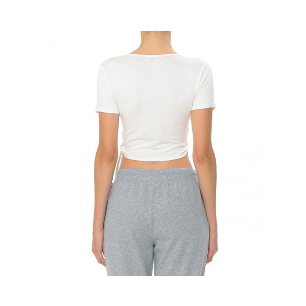 Jobber Wrap-Front V-Neck Short Sleeve Surplice Crop Top Off White 71065.