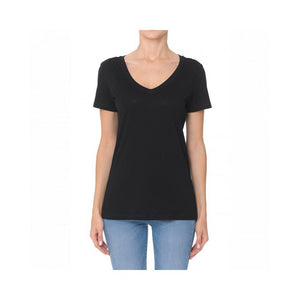 Jobber Womens V-Neck Short sleeve Basic Boyfriend Top Black 65798.