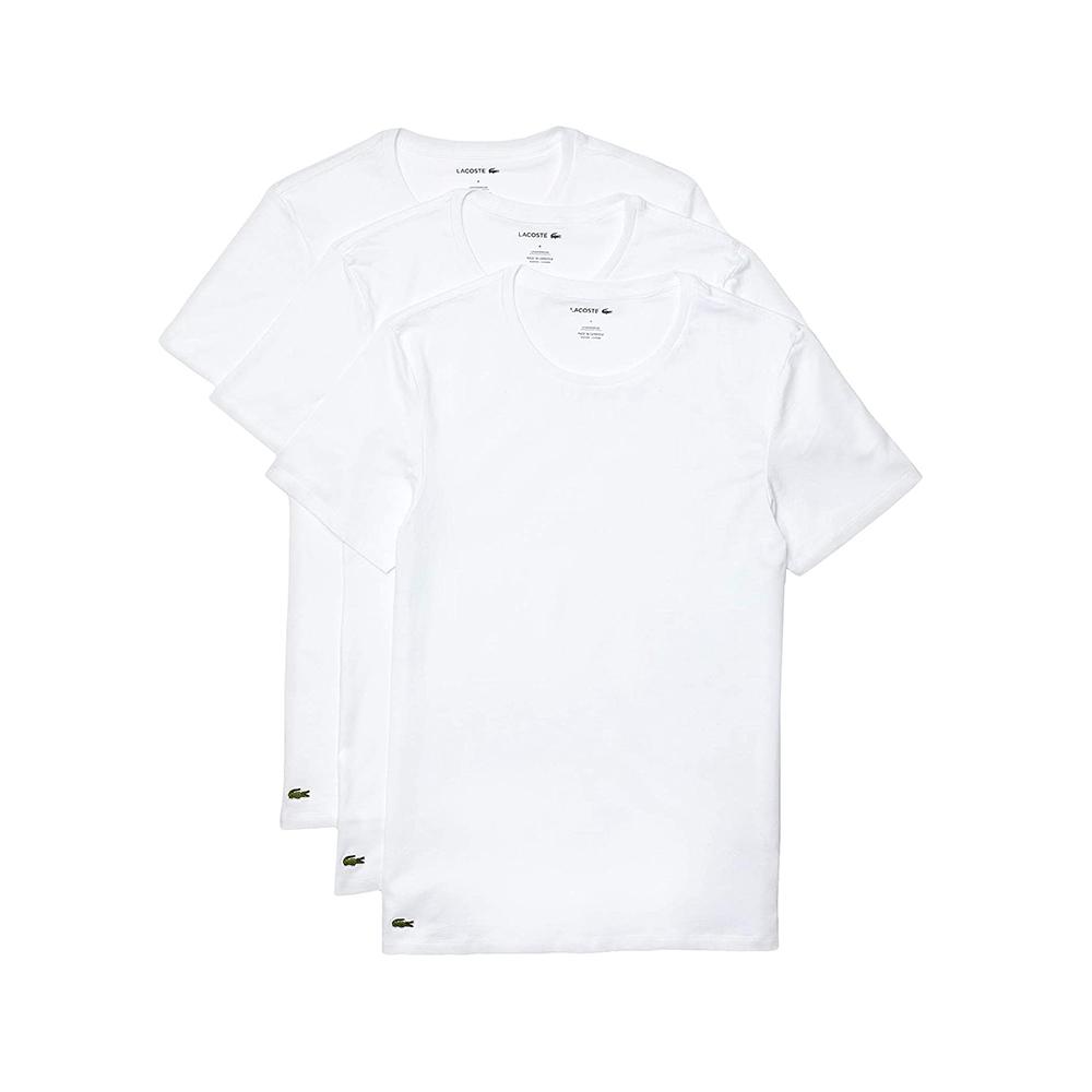 Lacoste Mens of 3 Basic Crew-Neck T-Shirt White TH3321-51 001.