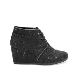 TOMS Womens Desert Wedges Black Dotted Wool 10008889.