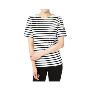 Saint James LEVANT MODERNE Breton Stripe Short Sleeve Shirt Neige/Noir 9863-IC.