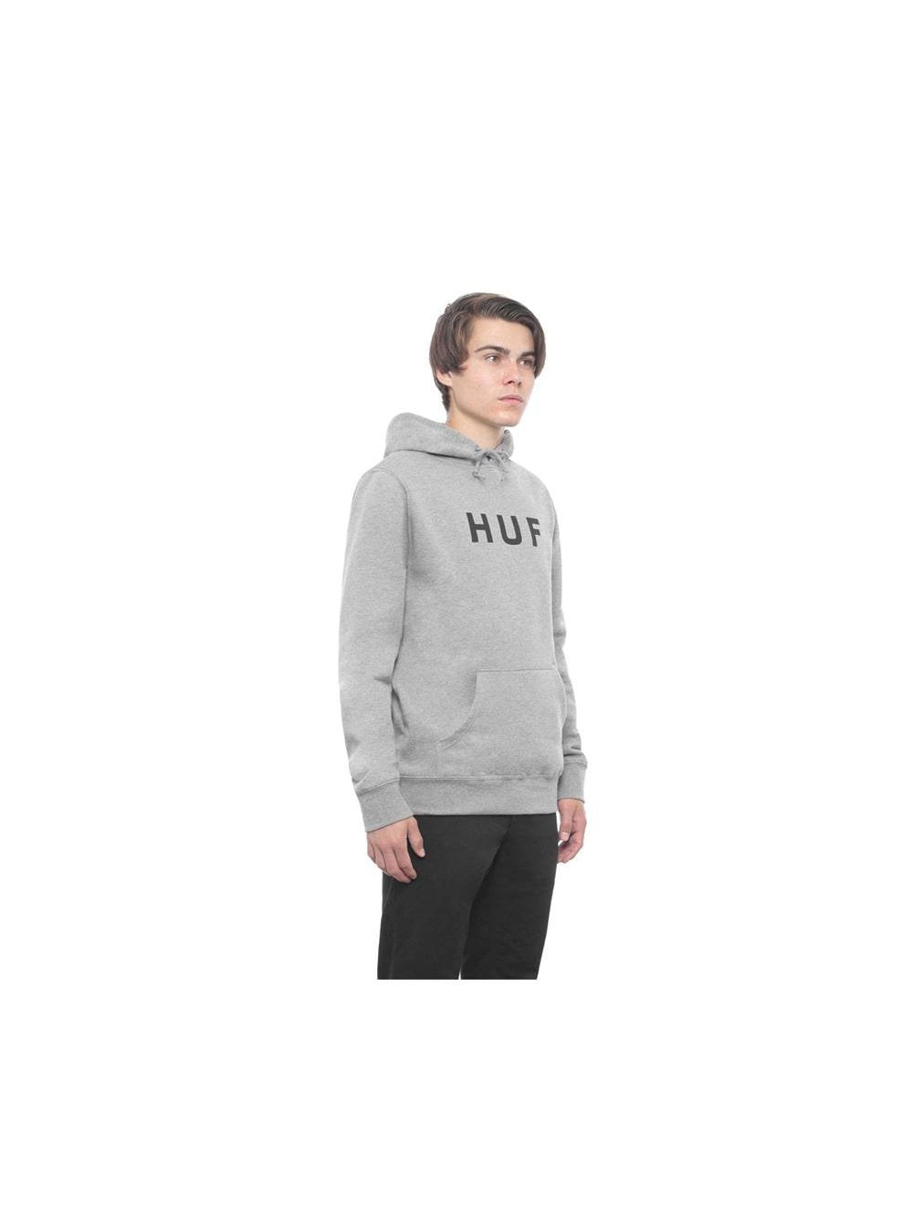 Huf Essentials Original Logo Pullover Hoodie Grey Heather PF00099.