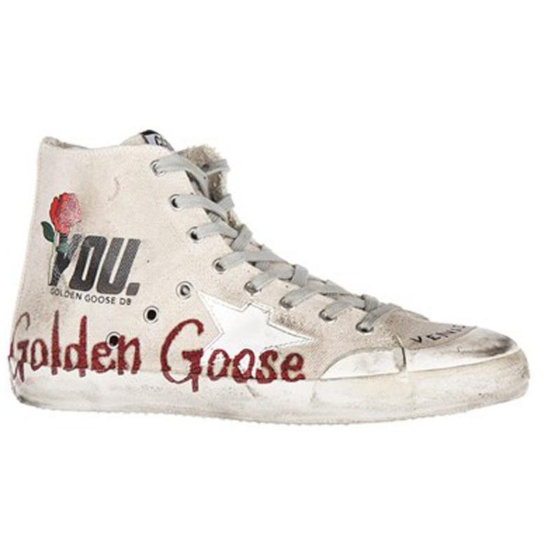 Golden Goose Francy Sneakers Cream Canvas Glitter Memory G30MS591.A57.