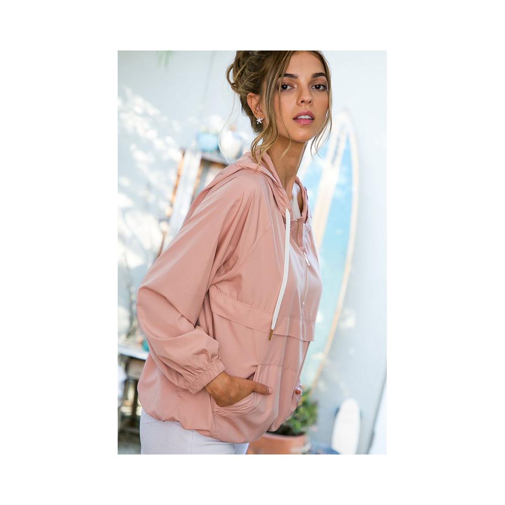 Jobber Solid Pullover Windbreaker Mauve/Gold LJ60239.