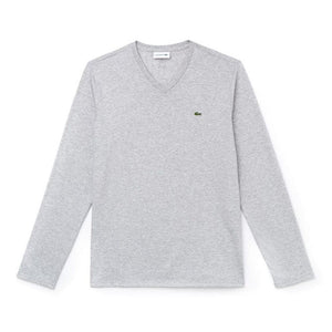 Lacoste V-Neck Pima Cotton Jersey T-shirt Silver Chine TH6711-51 CCA.