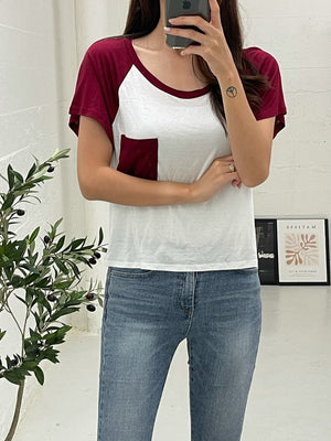 Jobber Women's Raglan T-Shirts Burgundy/White 31101-1.