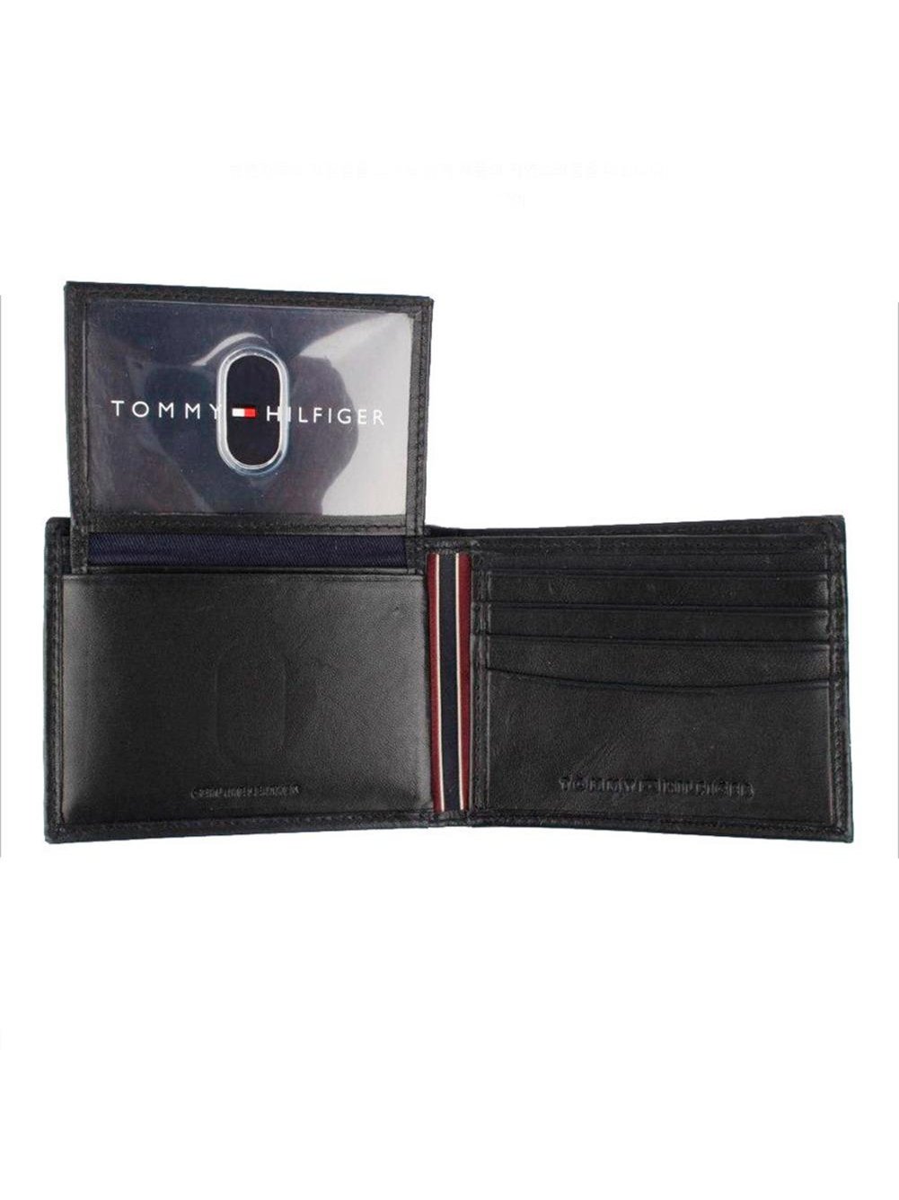 Tommy Hilfiger Mens Genuine Leather Credit Card Passcase Wallet Black 31TL22X060.
