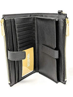 Michael Kors Women's Jet Set Travel Double Zip Leather Wristlet Wallet Black 35F7GTVW9L.