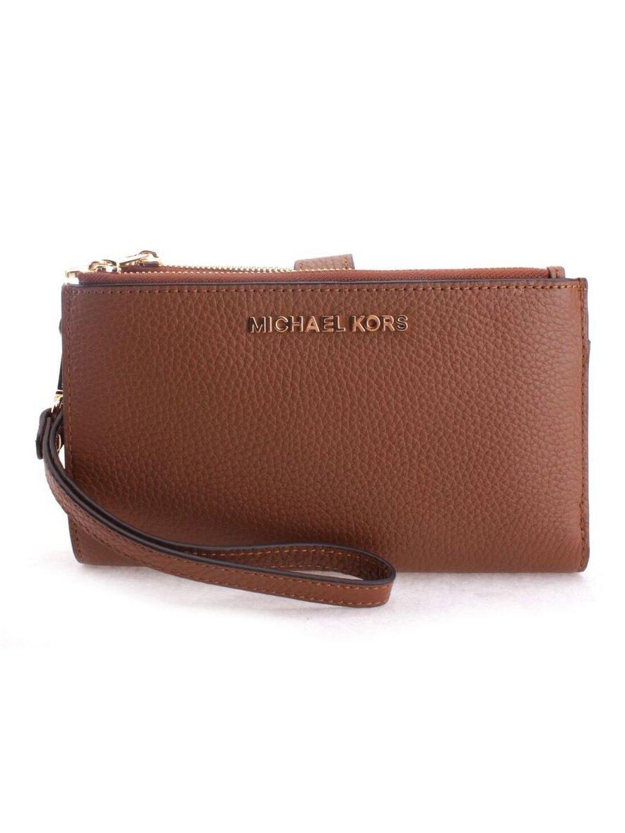 Michael Kors Women's Jet Set Travel Double Zip Leather Wristlet Wallet Luggage 35F7GTVW9L.