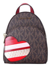 Michael Kors Women's Hearts Abbey Extra Small Leather Backpack Brown/Cherry 35H7GH9B0B.
