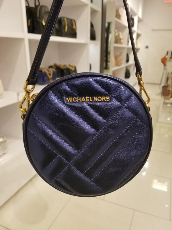 Michael Kors Women's Vivianne Canteen Quilted Leather Crossbody Bag Midnight 35H8AVAC6M.