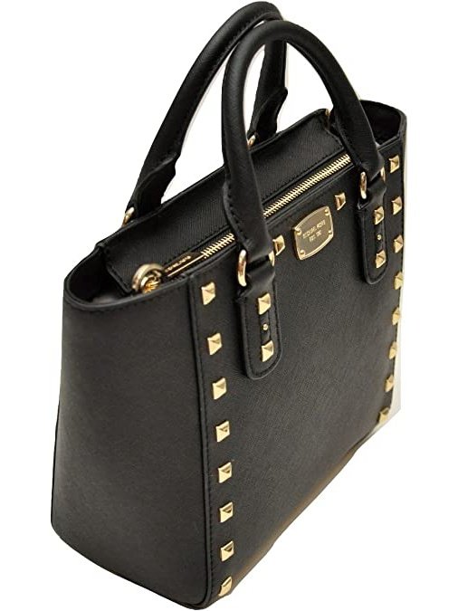 MICHAEL Michael Kors Black Leather Studded Sandrine Crossbody Bag