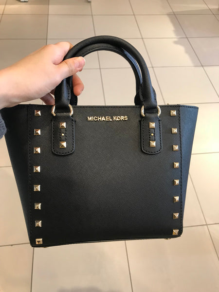 Michael Kors Women's Sandrine Stud Small Leather Crossbody Black 35S7G