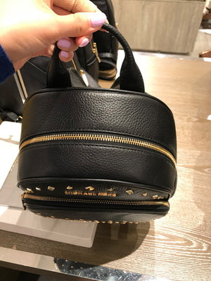 Michael Kors Women's Abbey Medium Studded Leather Backpack Black 35T8GAYB2L