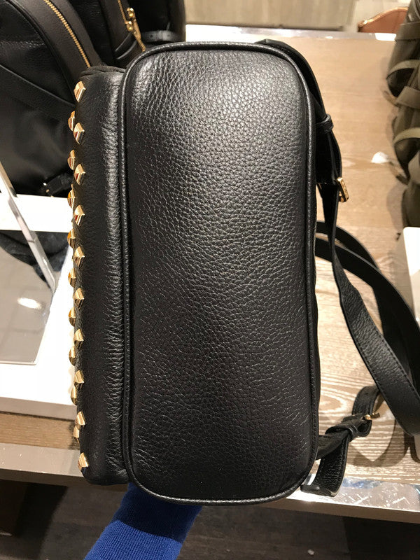 black leather backpack with studs Michael Kors Abbey Medium Backpack Leather (35T8GAYB2L) Black