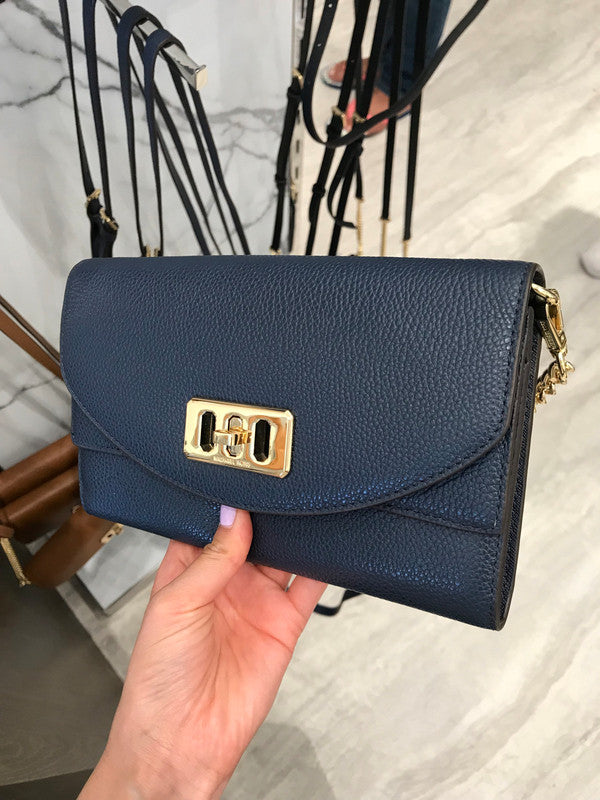 Michael Kors Women Crossbody Bag Handbag Purse Handbag PALE OCEAN Blue +  Wallet