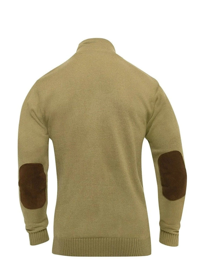 Rothco Men's 3-Button Sweater With Suede Accents Khaki 3804.