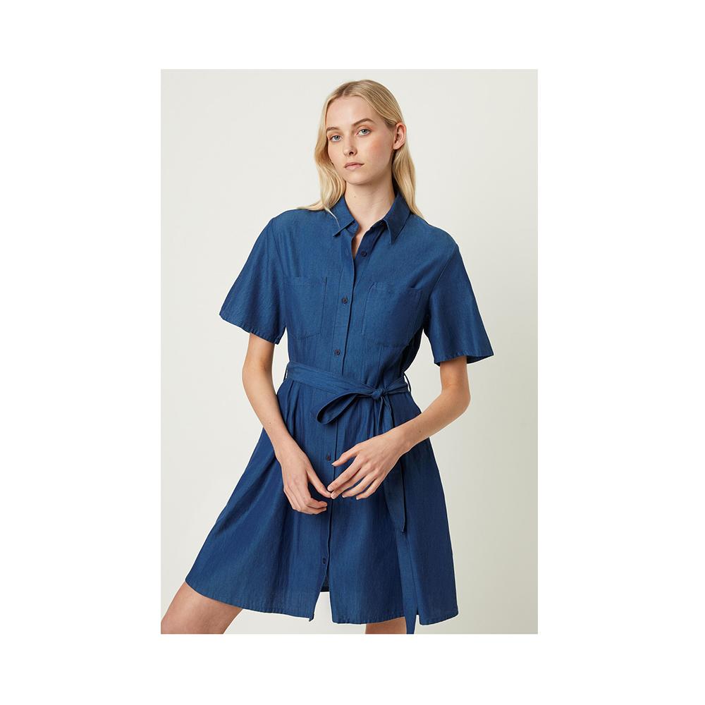 french connection denim shirt dress Chambray Denim Button Through Shirt Dress Mid Wash