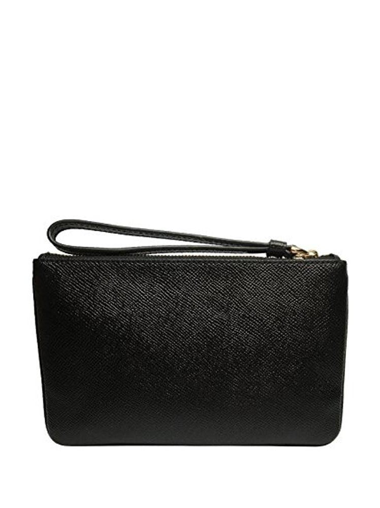 Coach Crossgrain Leather Large Wristlet Black F57465.