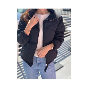 Jobber Oversized Boyfriend Zip Up Puffer Jacket Black J8066.