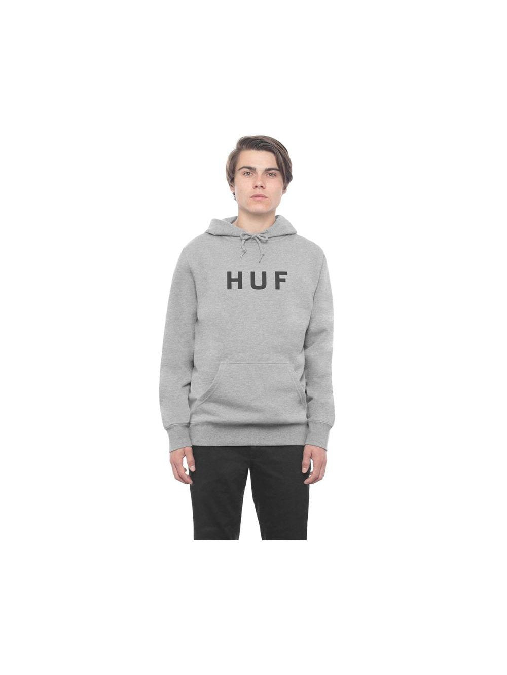 Huf Essentials Original Logo Pullover Hoodie Grey Heather PF00099.