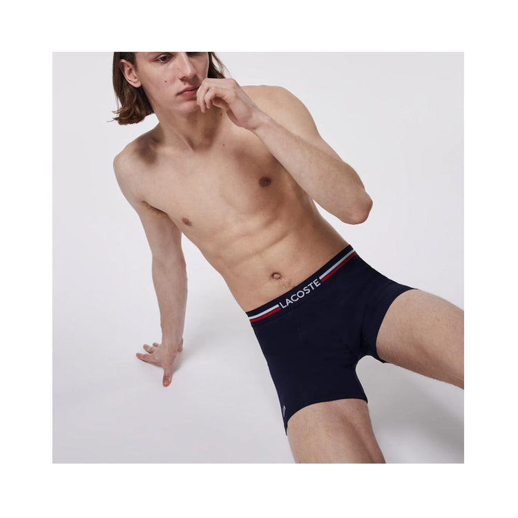 Lacoste Pack Of 3 Iconic Boxer Briefs With Three-Tone Waistband Navy Blue/Grey Chine/Red 6H3425-51 W34.