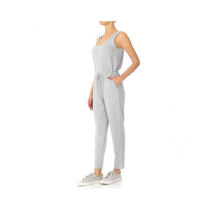 Jobber French Terry Knit Scoop Neck Sleeveless Jumpsuit Heather Grey 70450.