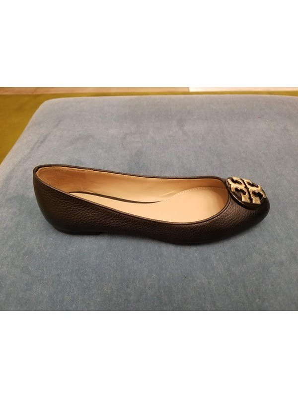 Tory Burch Women's Claire Tumbled Leather Ballet Flat Perfect Black/Gold 43394 002.