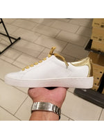 Michael Kors Women's Lola Leather Sneaker Opt White/Pale Gold 45R7LOFS2L.
