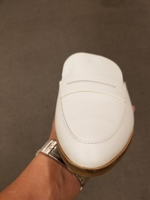Michael Kors Women's Geri Slide Pointed Toe Leather Mule Optic White 45S7GEFP1L.