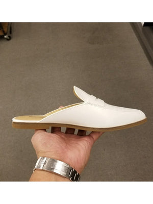 Michael Kors Women's Geri Slide Pointed Toe Leather Mule Optic White 45S7GEFP1L.
