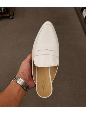 Michael Kors Women's Geri Slide Pointed Toe Leather Mule Optic White 45S7GEFP1L.