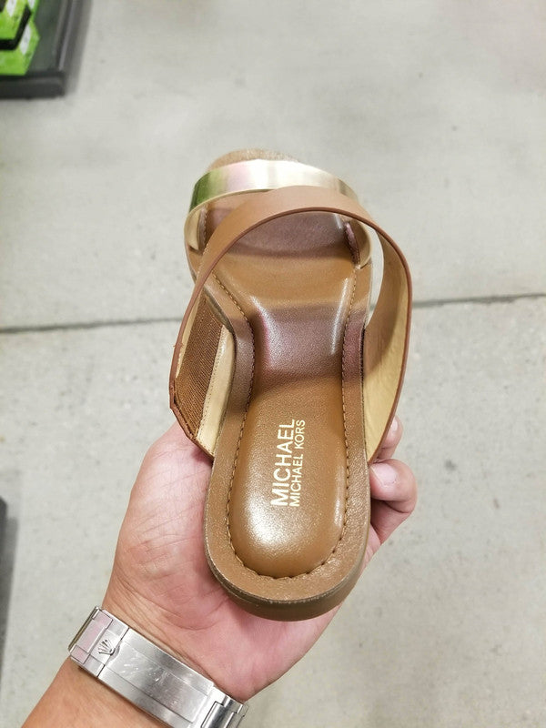 Michael Kors Women's Millate Slide Luggage/Gold 45S8MLFA4M.