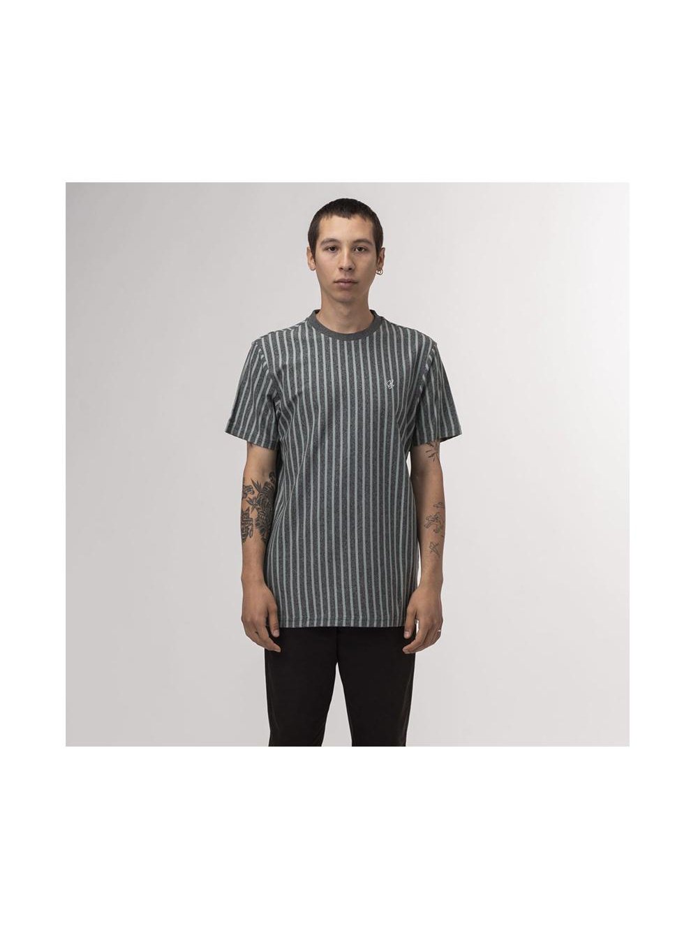 Huf Overdyed Vert Stripe T-Shirt Harbor Grey  KN00186.