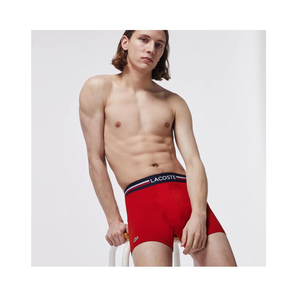 APLAZE | Lacoste Pack Of 3 Iconic Briefs With Three-Tone Waistband Navy Blue/Grey Chine/Red 6H3425-51