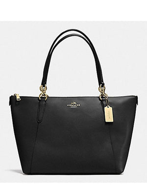 Coach Ava Crossgrain Leather Tote Shoulder Bag Black F57526.